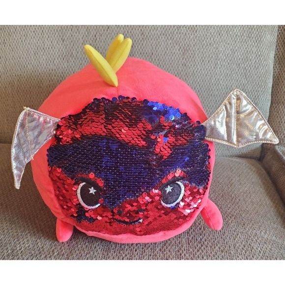 2019 Red Ash the Dragon Sequin Faced Moosh-moosh Stuffed Animal Plush Toy #3900 - Picture 1 of 12